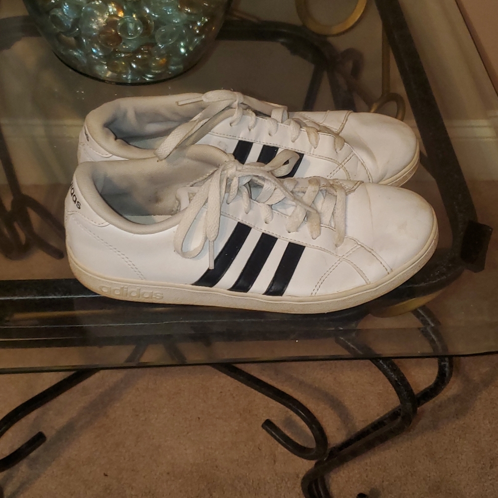 Adidas Women’s White Sneakers with Black Stripes